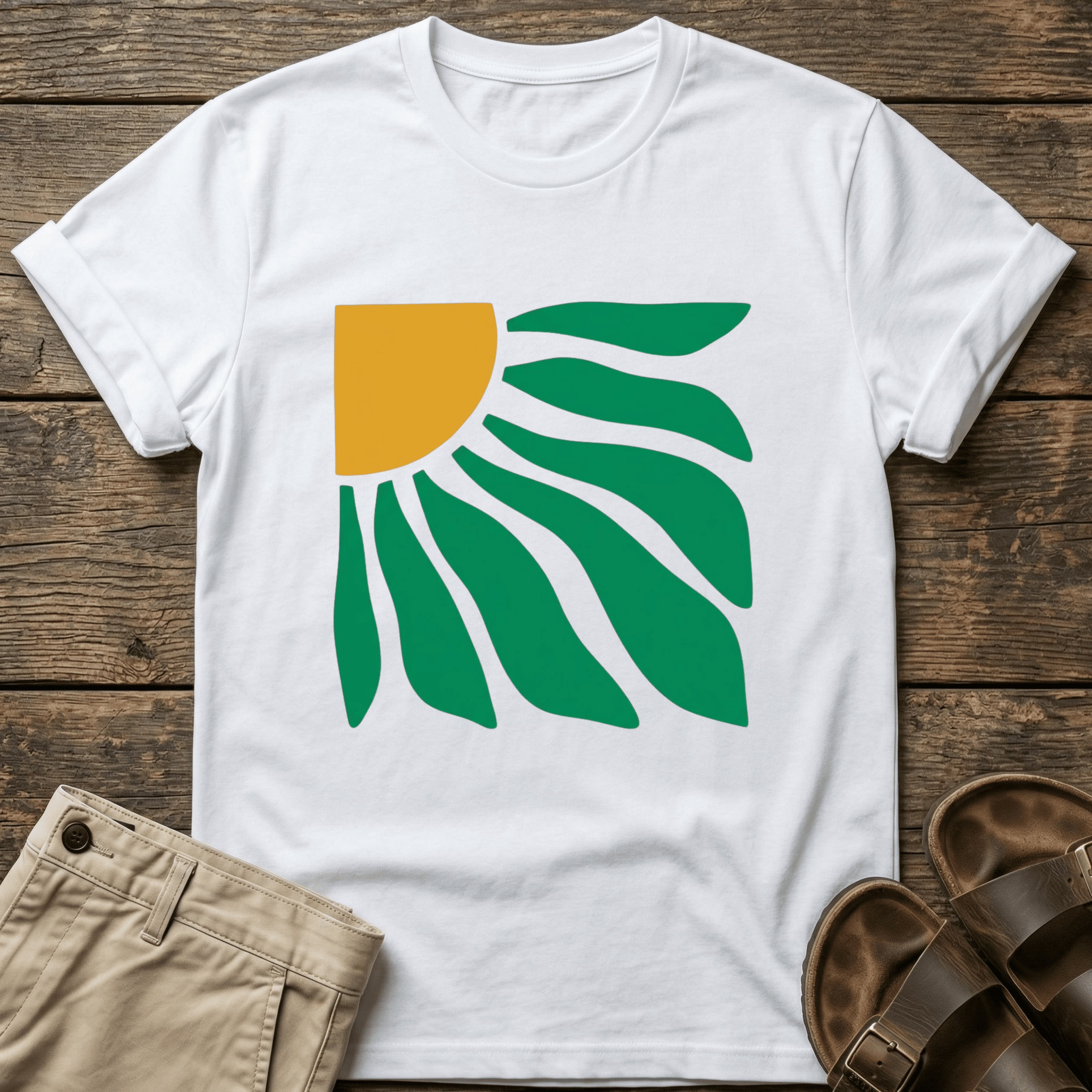 Sunburst Leaf Graphic T-Shirt