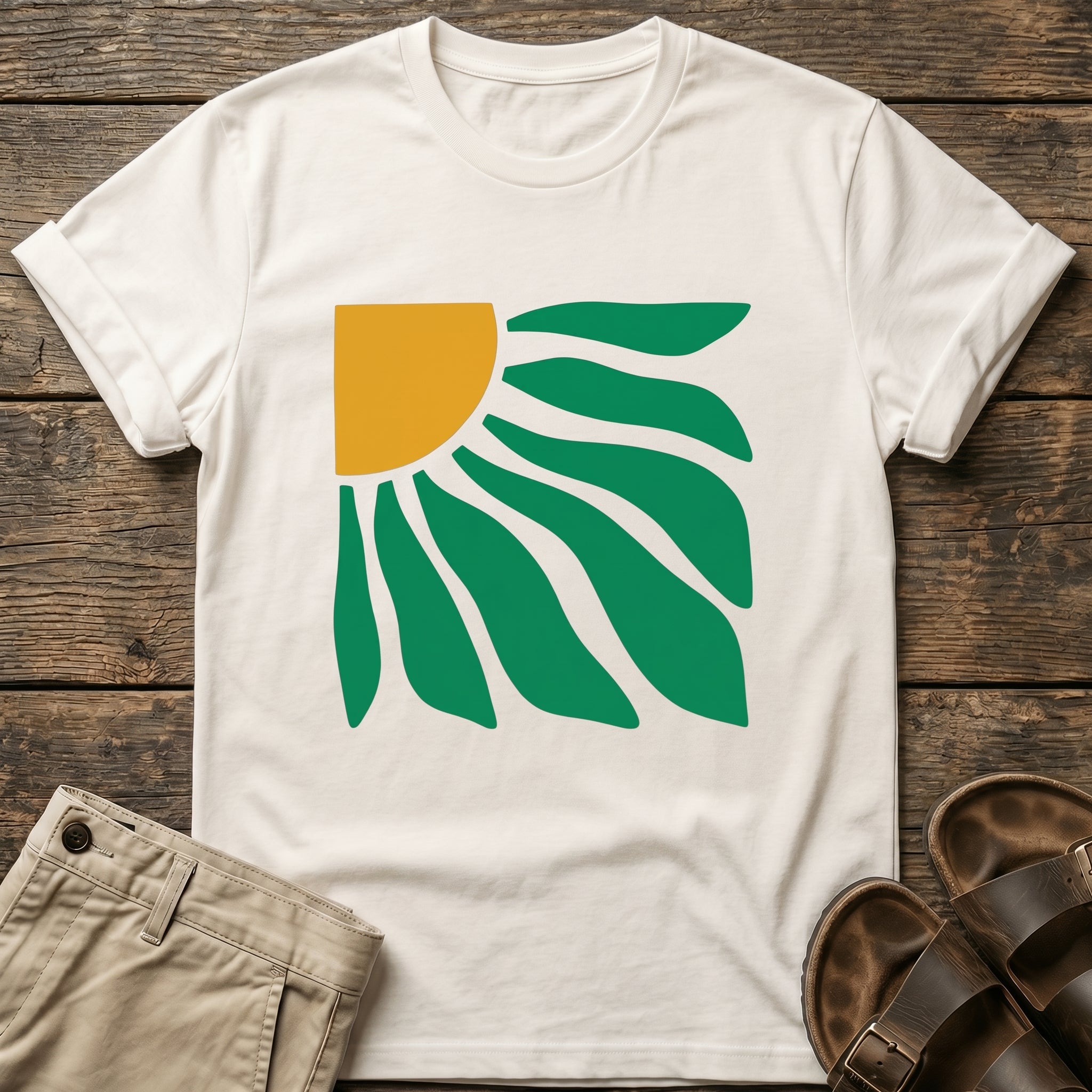 Sunburst Leaf Graphic T-Shirt