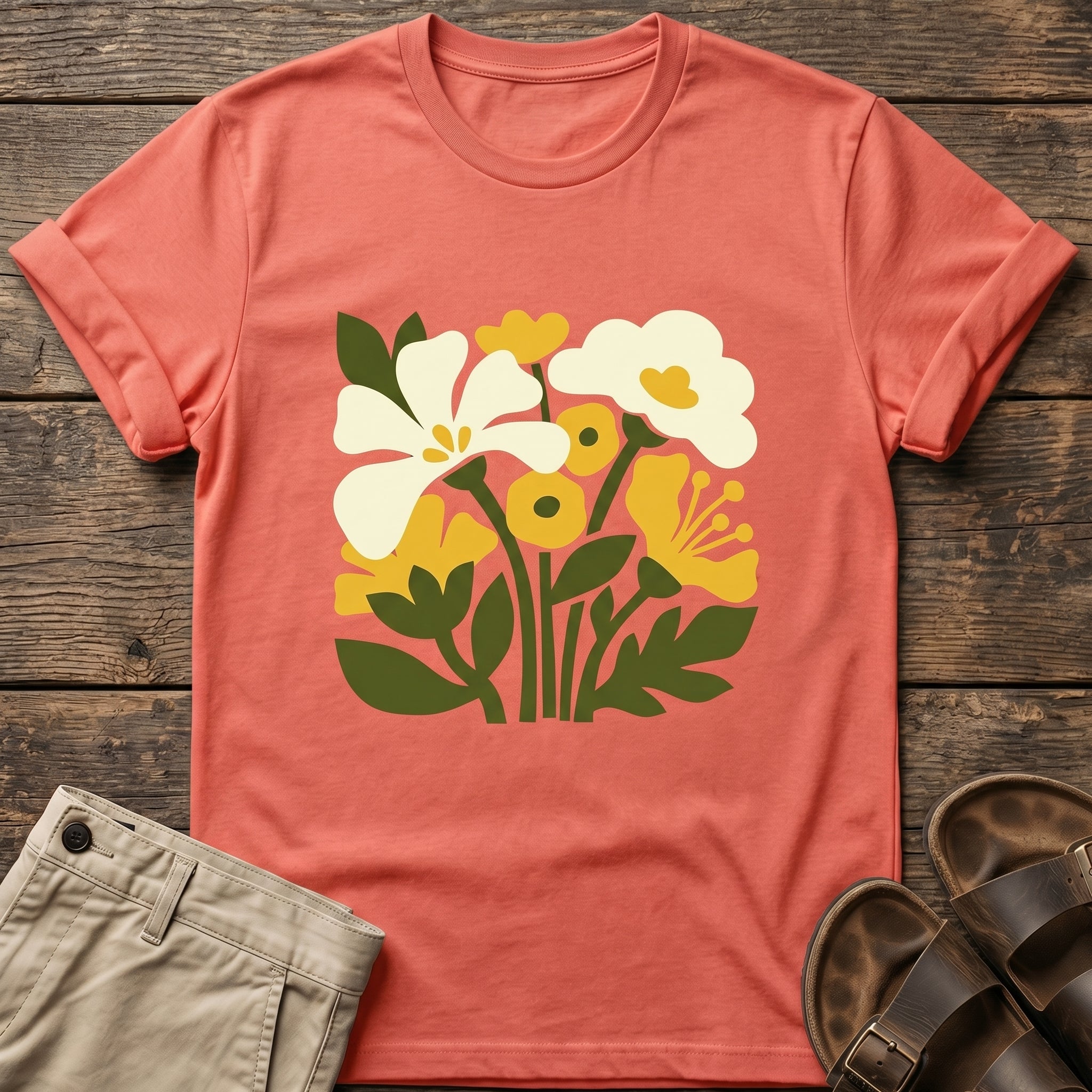 Yellow White Wildflower Garden T-Shirt