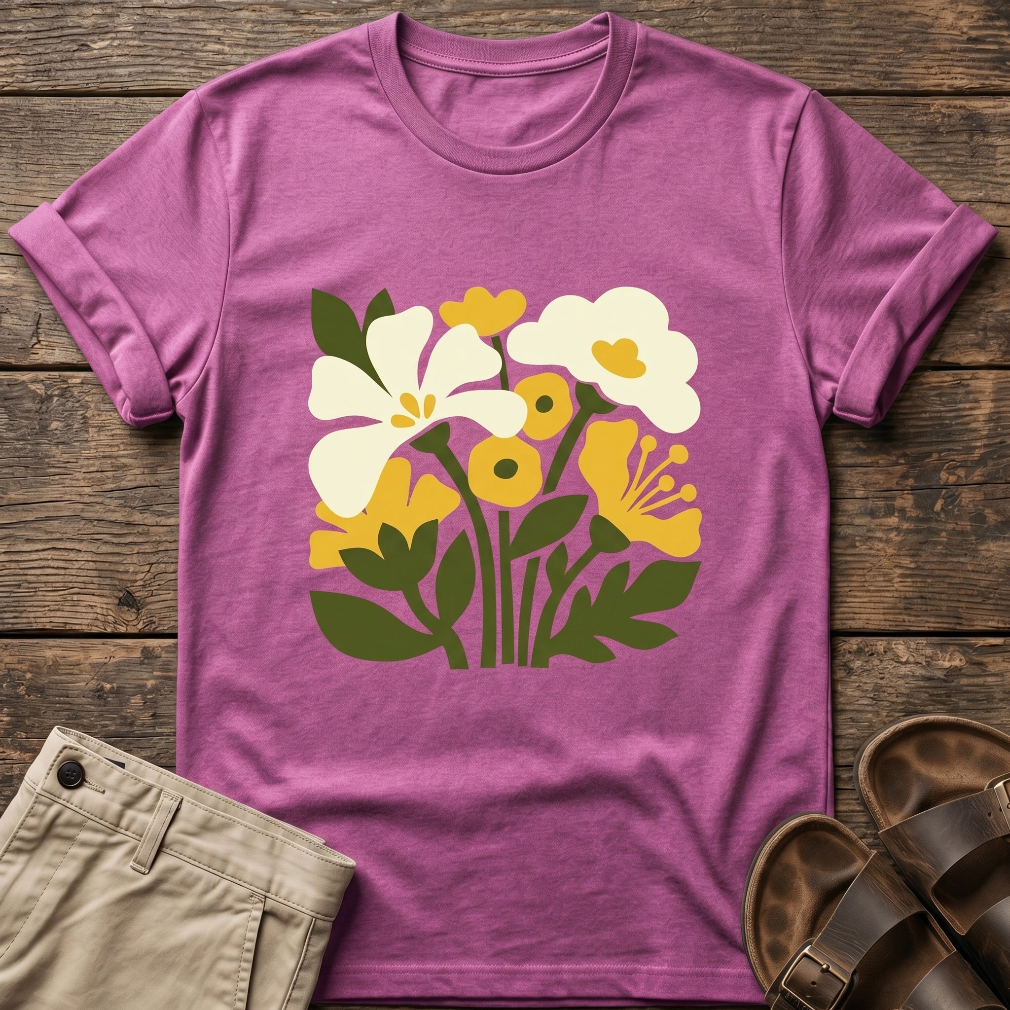 Yellow White Wildflower Garden T-Shirt
