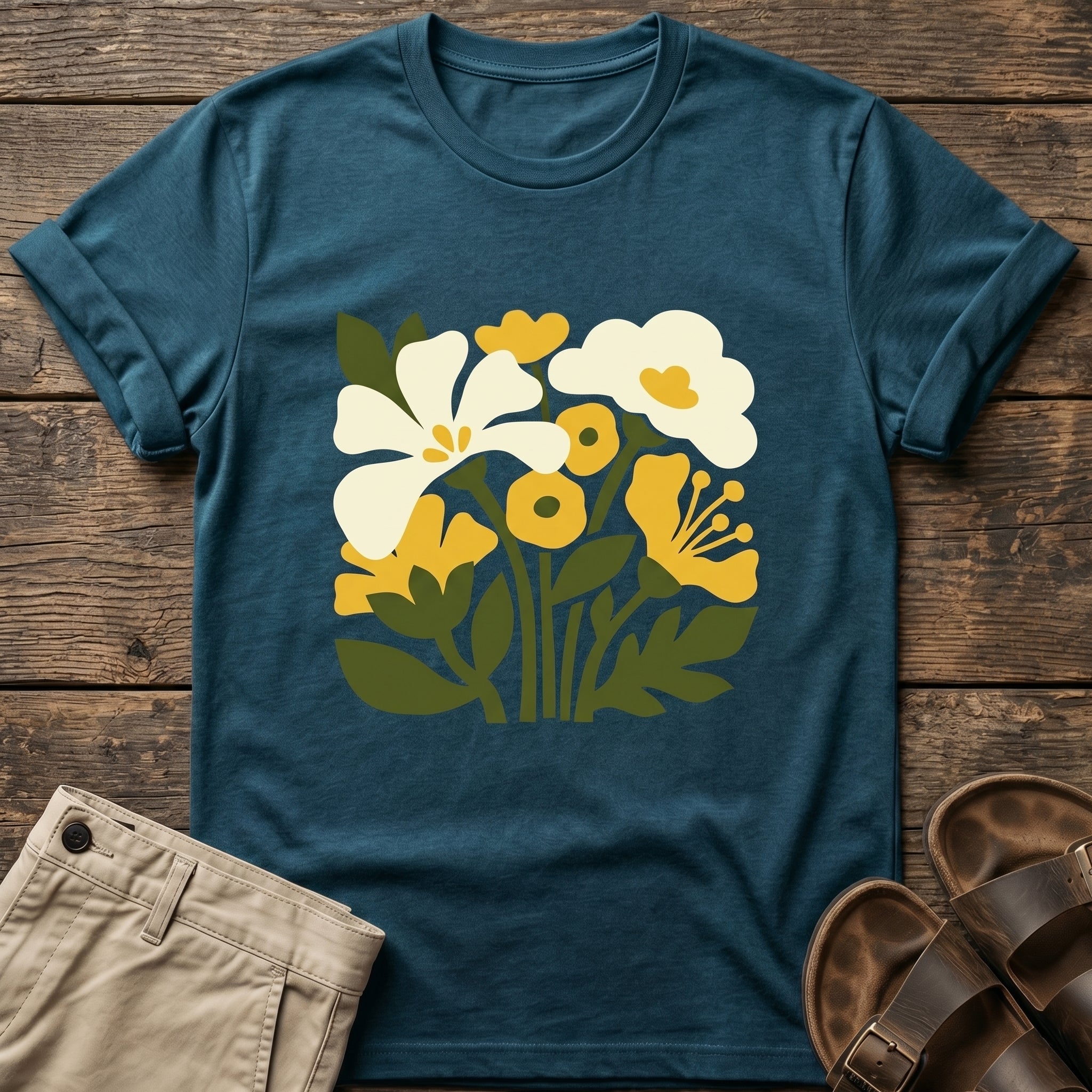 Yellow White Wildflower Garden T-Shirt