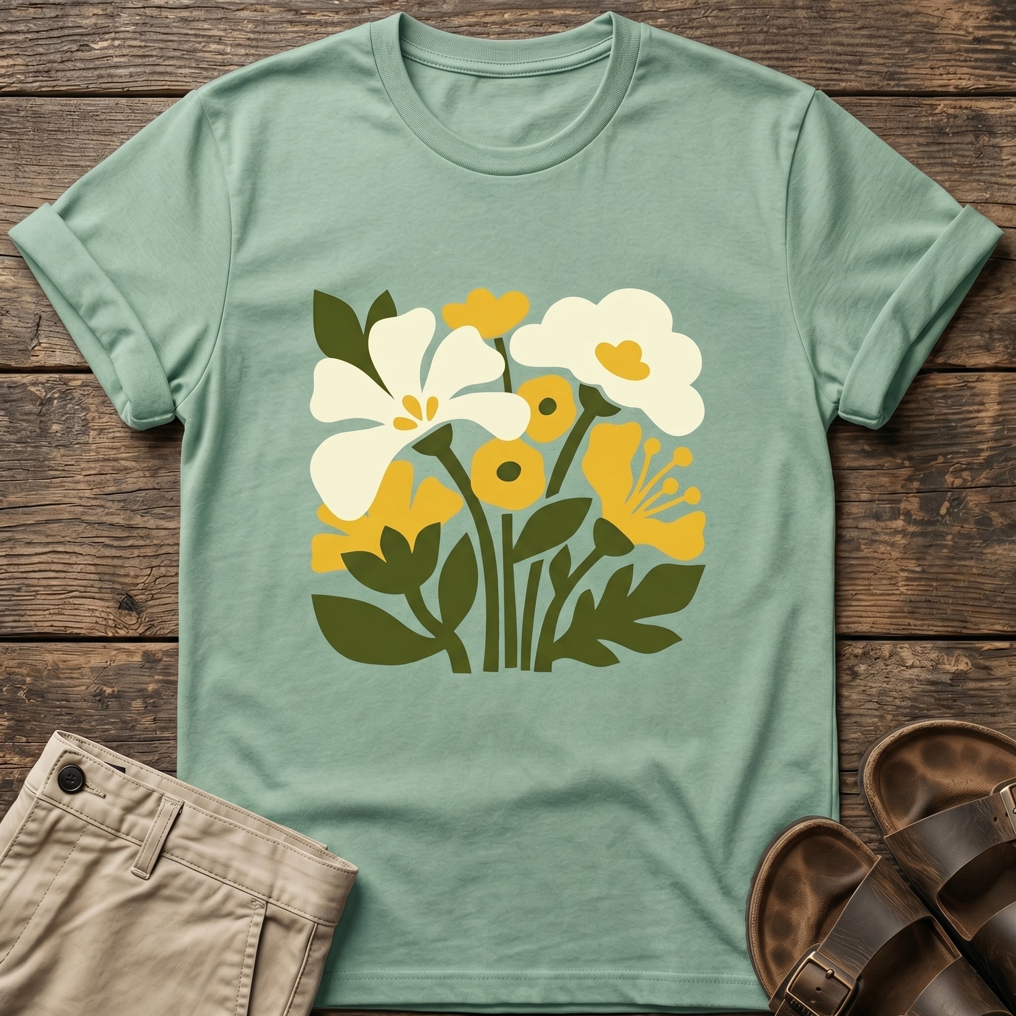 Yellow White Wildflower Garden T-Shirt