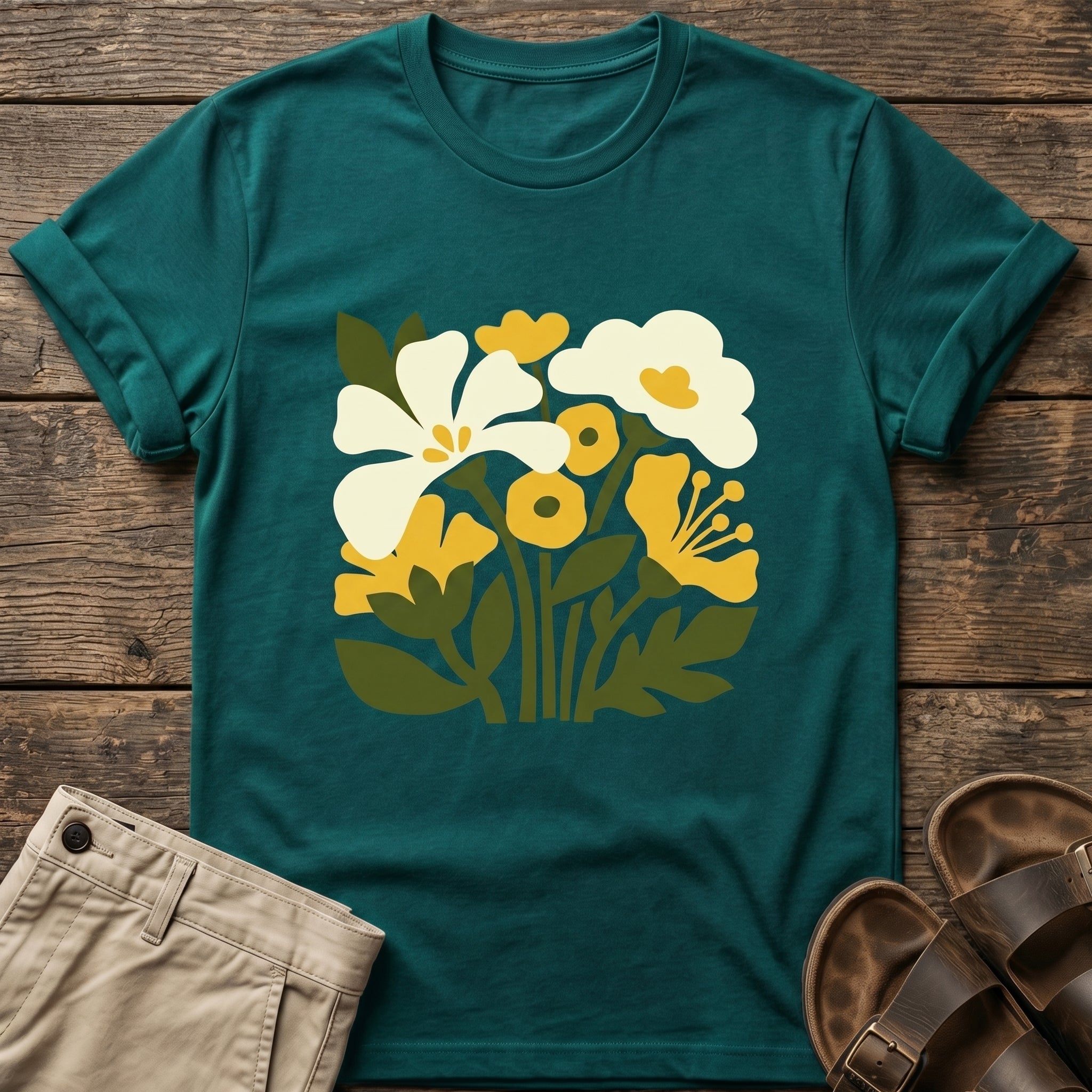 Yellow White Wildflower Garden T-Shirt