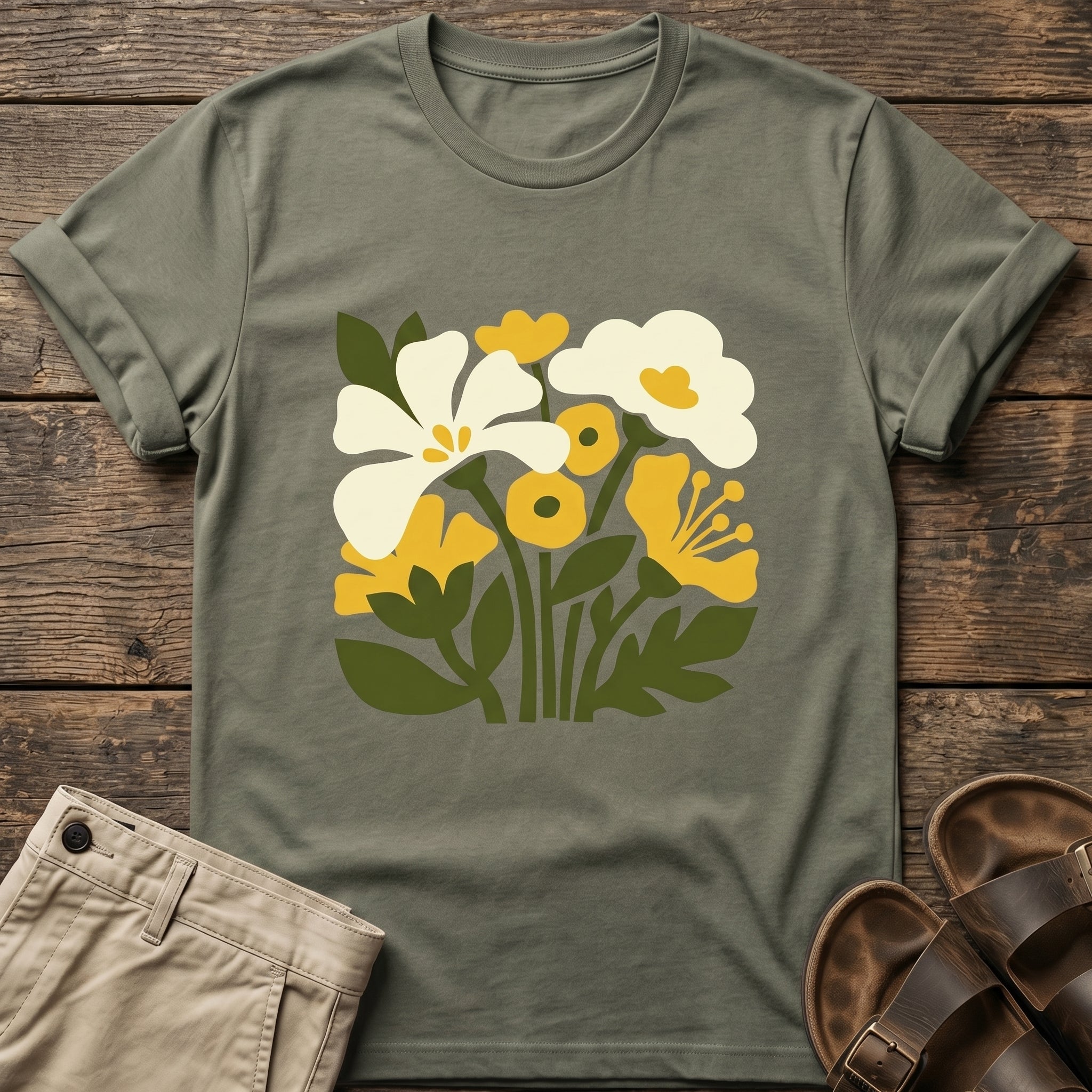 Yellow White Wildflower Garden T-Shirt