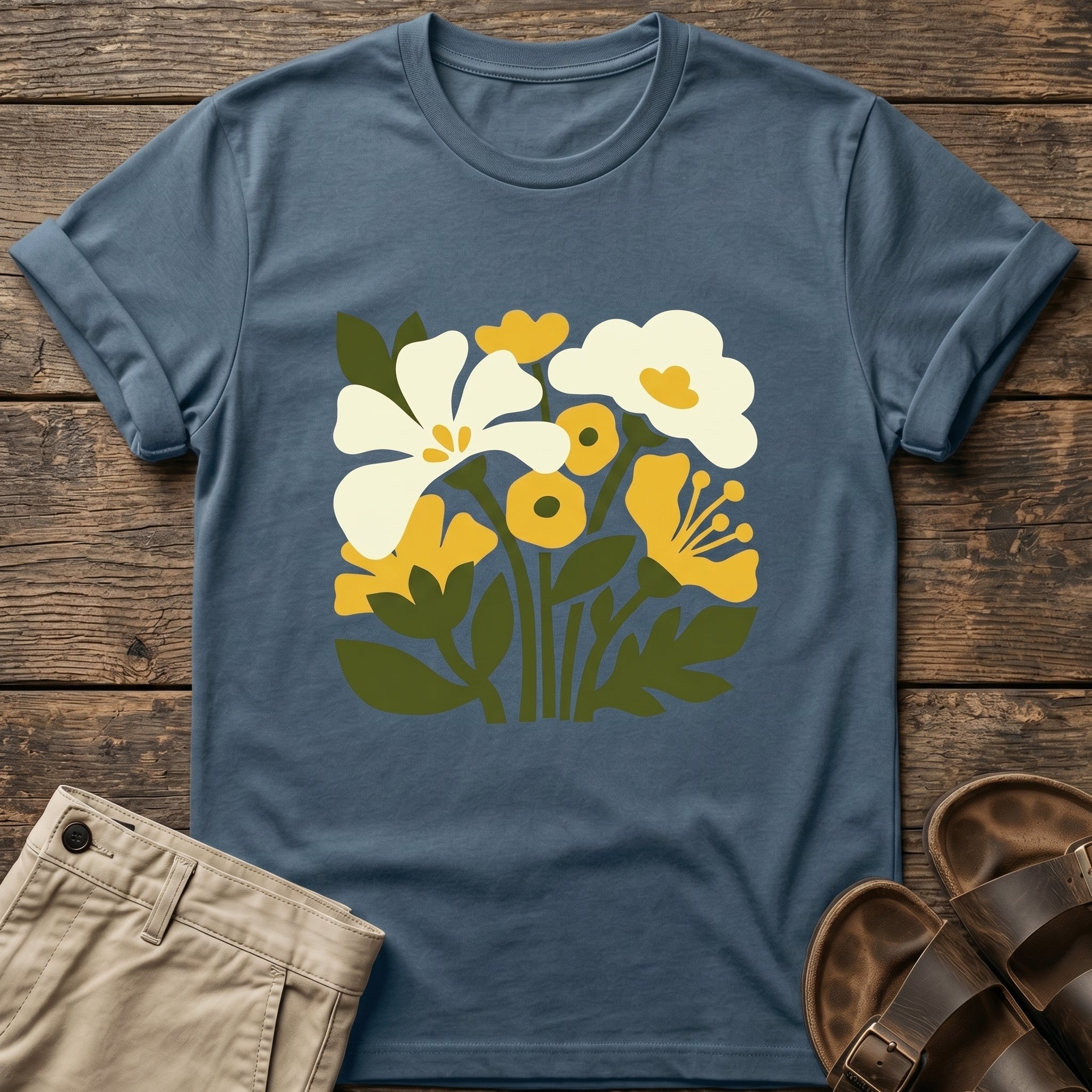 Yellow White Wildflower Garden T-Shirt