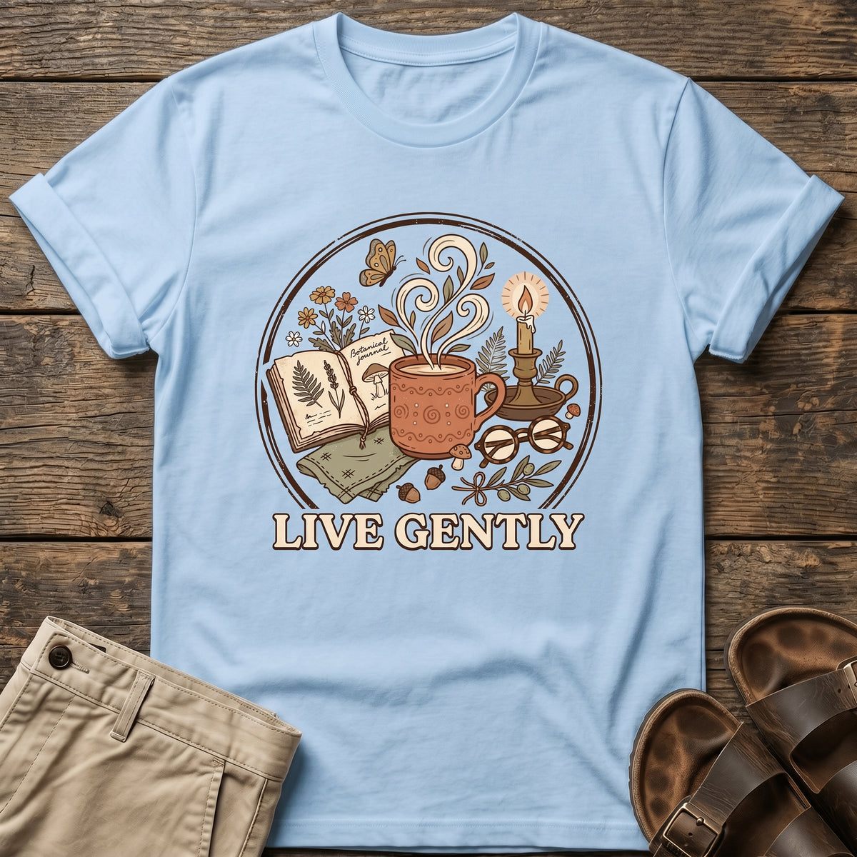 Live Gently Mug & Book T-Shirt