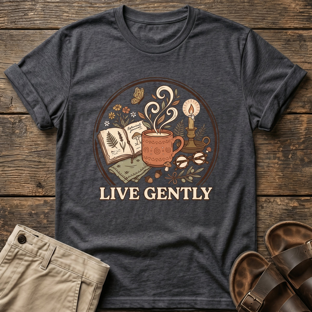 Live Gently Mug & Book T-Shirt