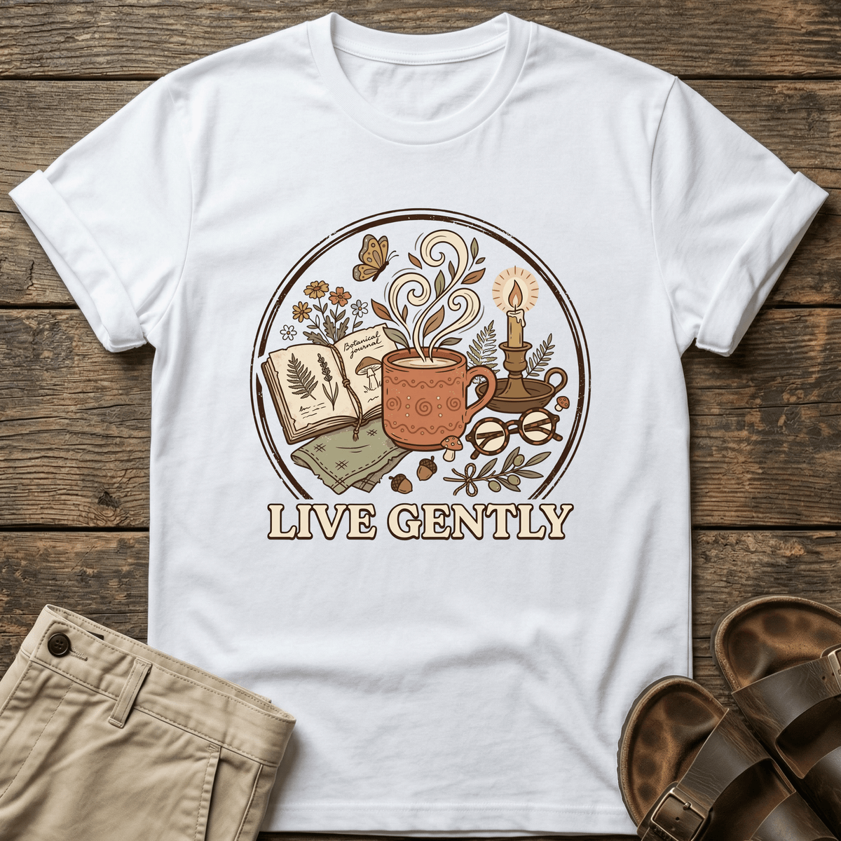Live Gently Mug & Book T-Shirt