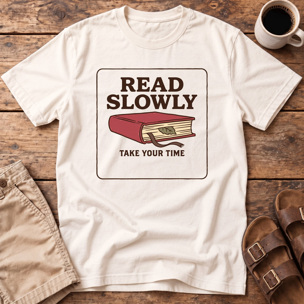 Read Slowly Book Graphic T-Shirt