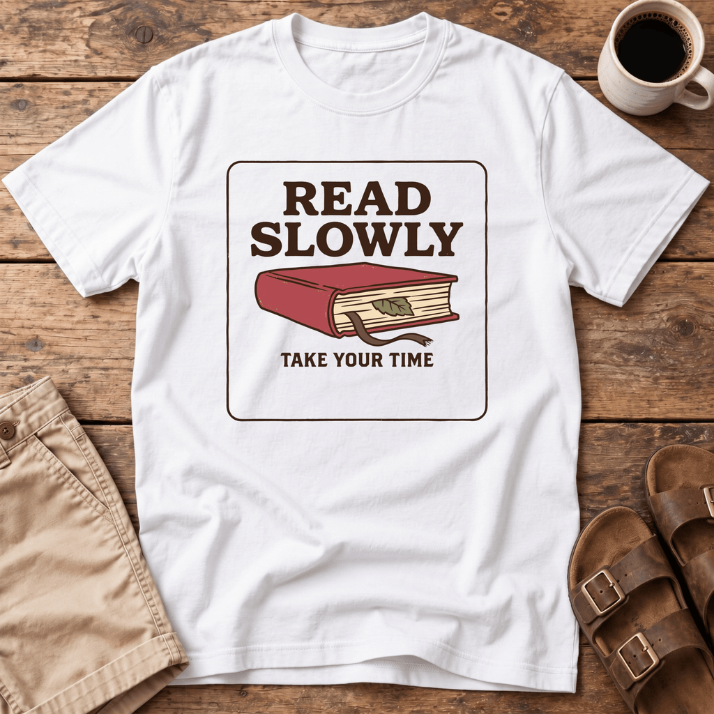 Read Slowly Book Graphic T-Shirt